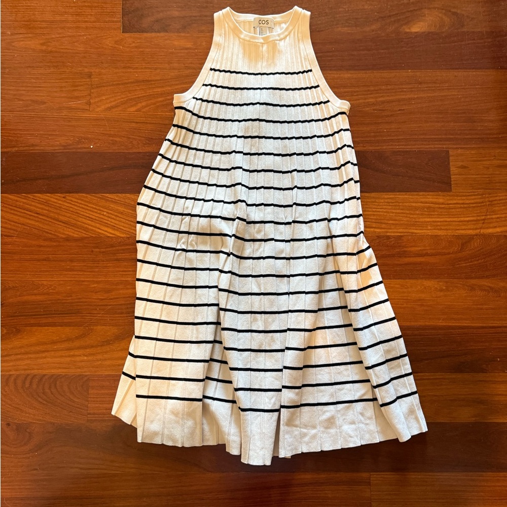 COS Women's Mini Dress in Cream with Black Stripes